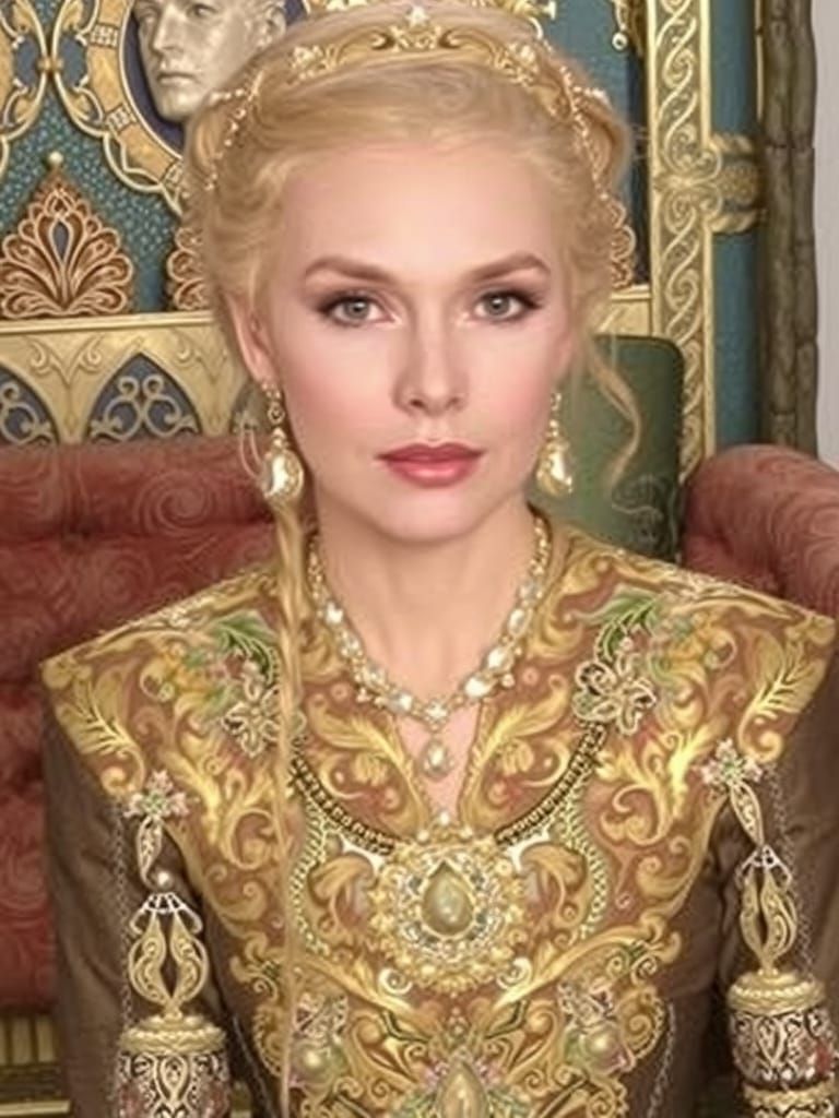 Golden Haired Elf Queen in Art Nouveau Style