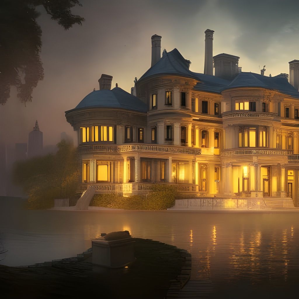 New York Mansion at Night: 8K Fantasy Art