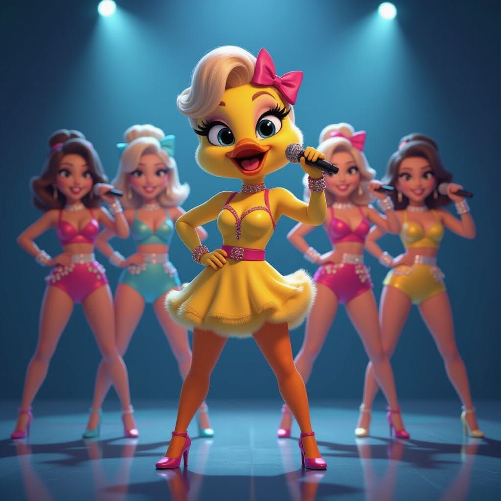 Duckling Disco Dancer in Pixar Style