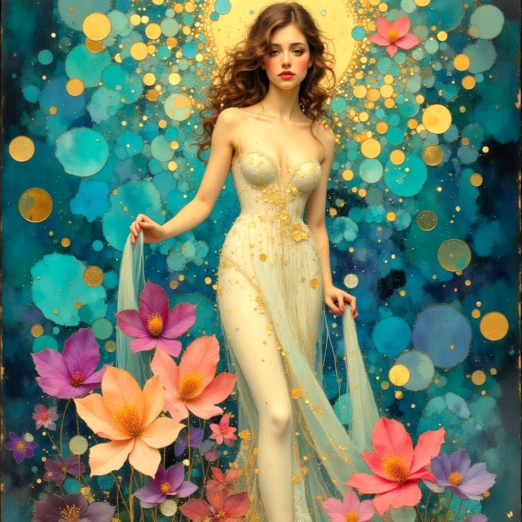 Lady of the Lake in Art Nouveau Bubbles