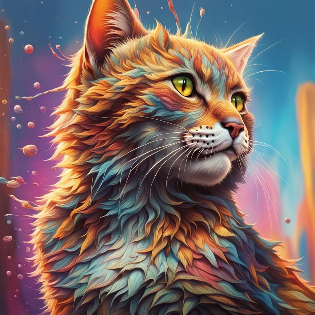 Hyperrealistic Super Kitties in Splash Art Style