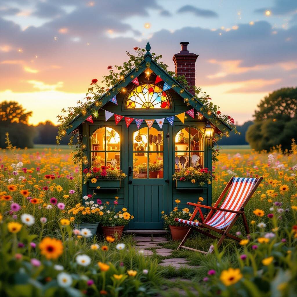 Magical Gardener's Shed at Golden Hour