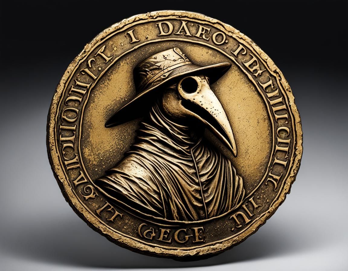 Plague Doctor on Ancient Gold Coin