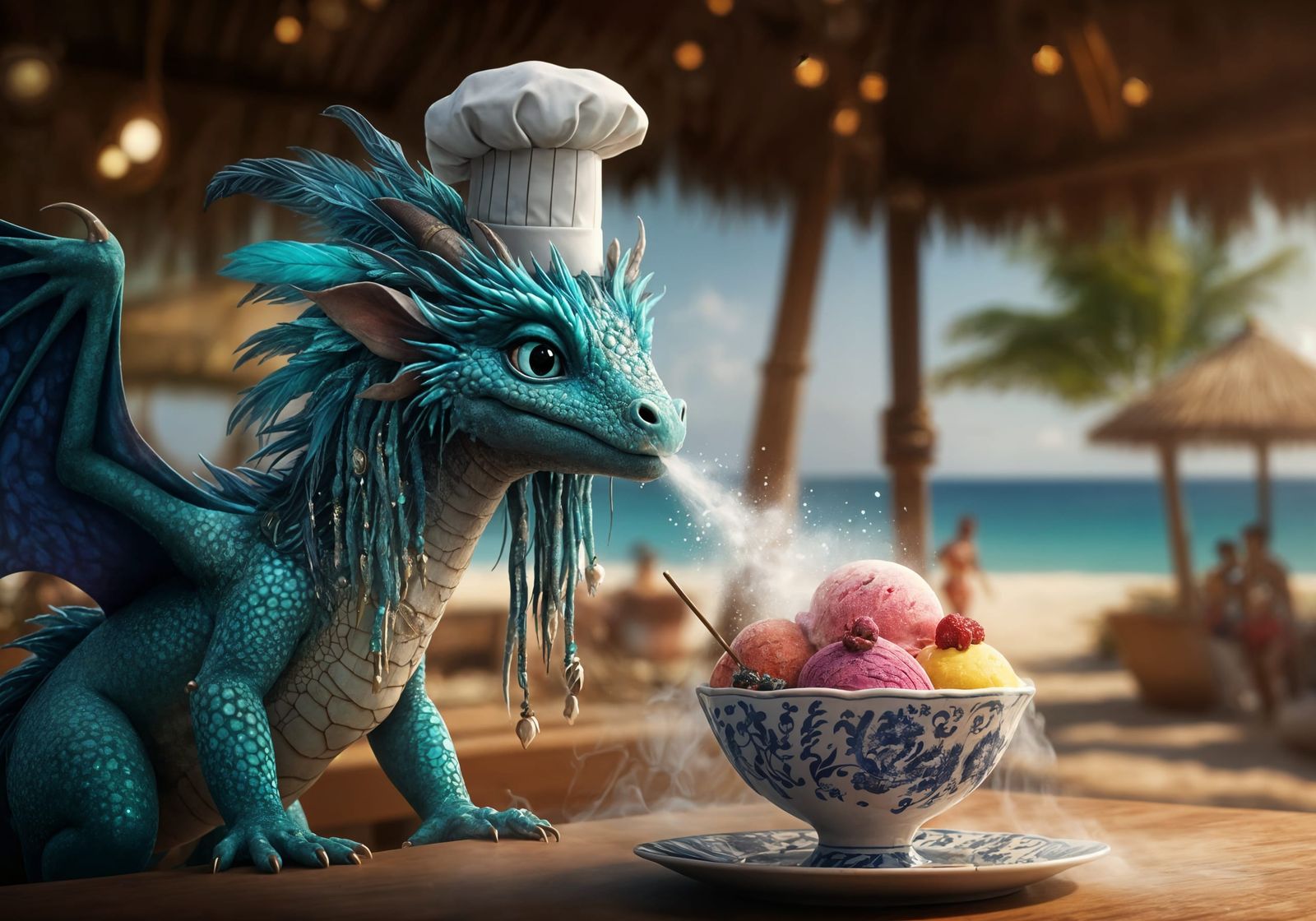 Iridescent Dragon Chef Creates Frozen Dessert