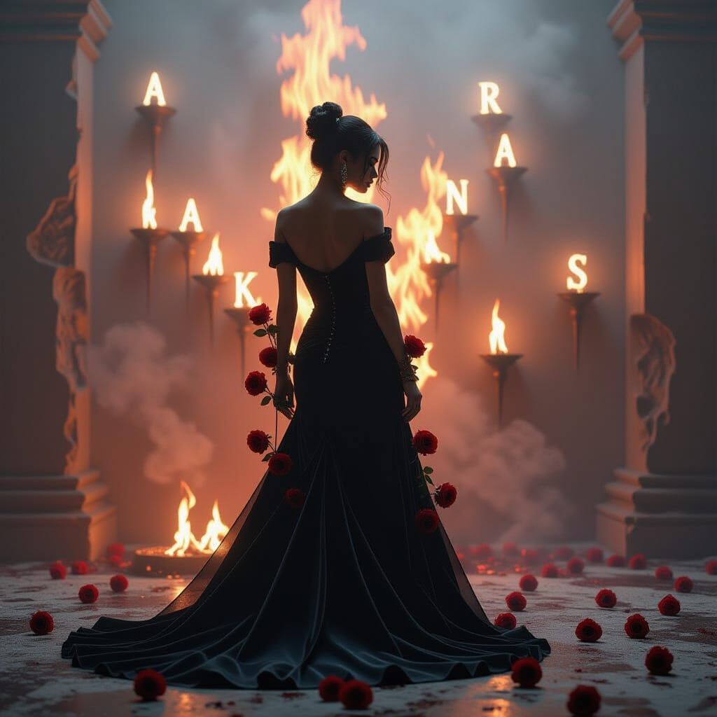 Woman of Light and Ruin in Velvet Shadows