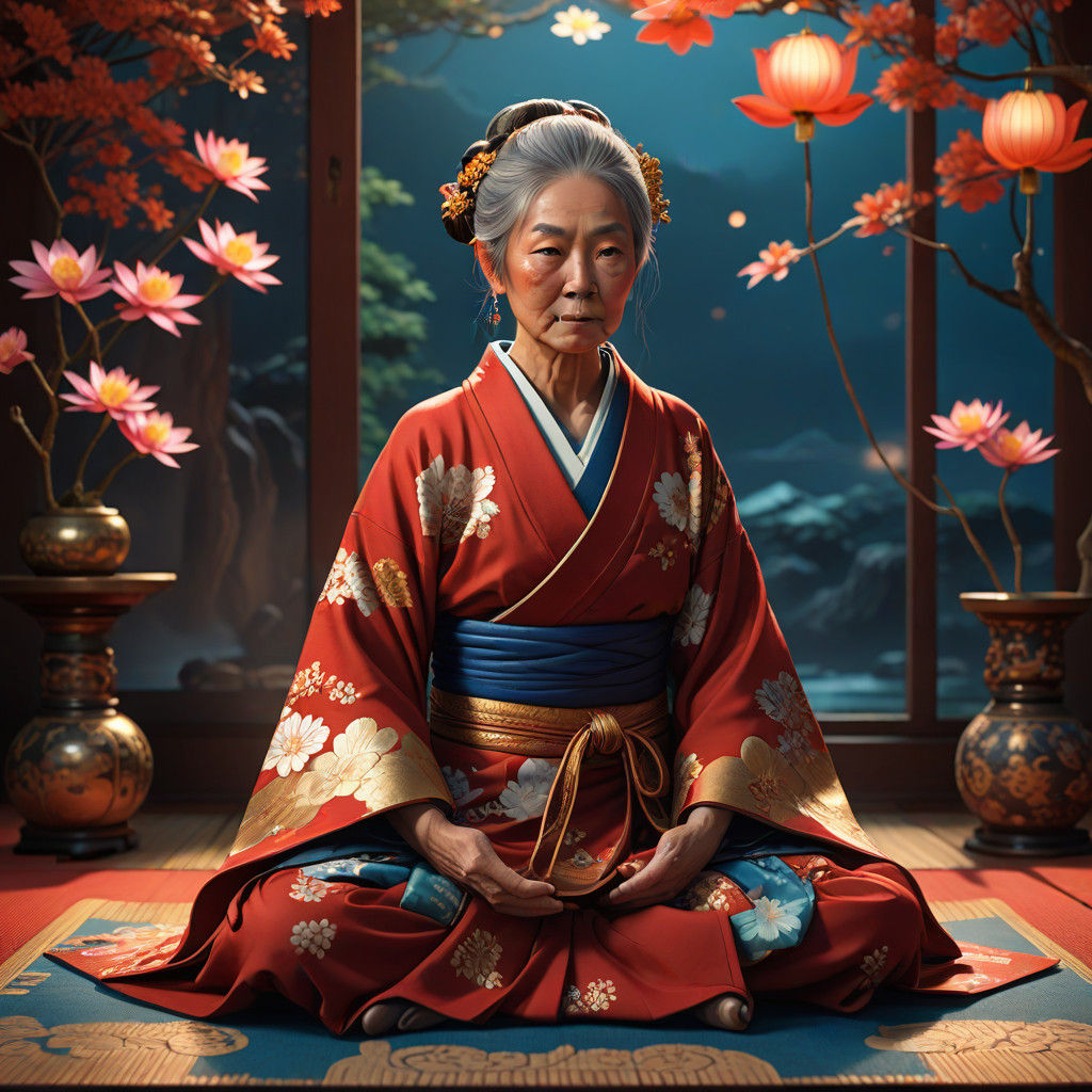Japanese Goddess in Serene Contemplation