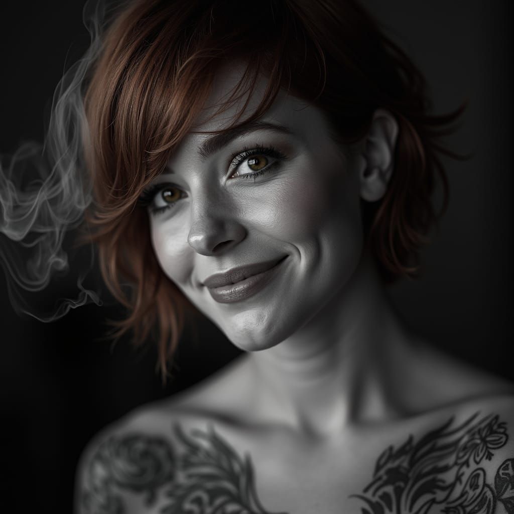 Moody Portrait of a Tattooed Woman