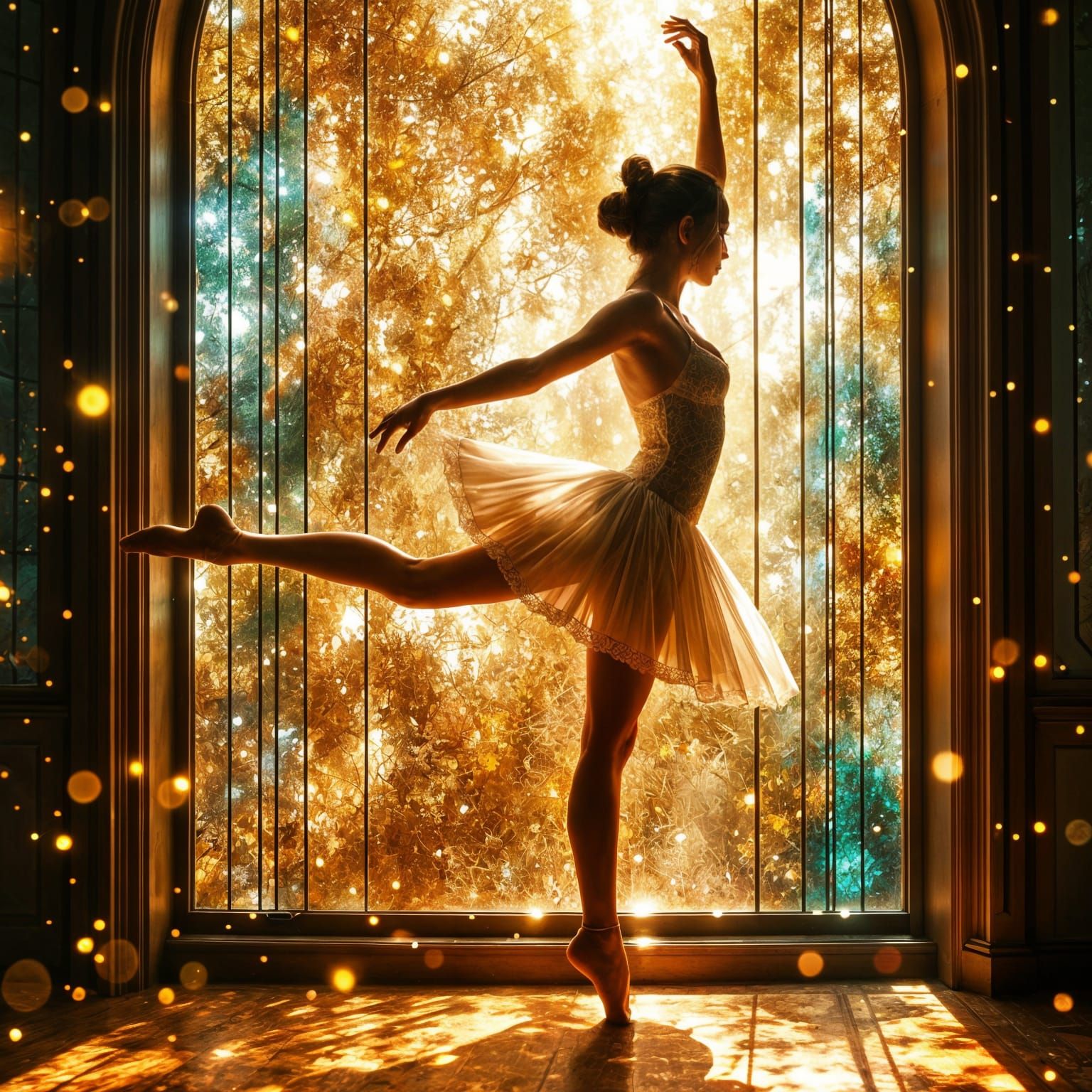 Ballerina Silhouette in Impressionist Vaporwave Style