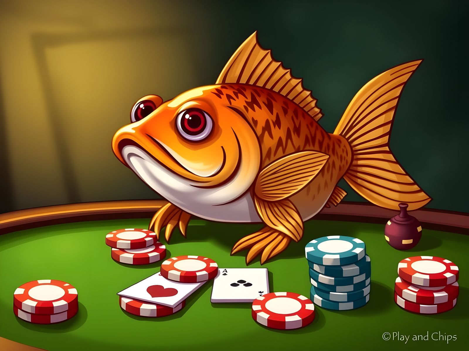 Fish Plays Poker with Chips in a Clever Twist