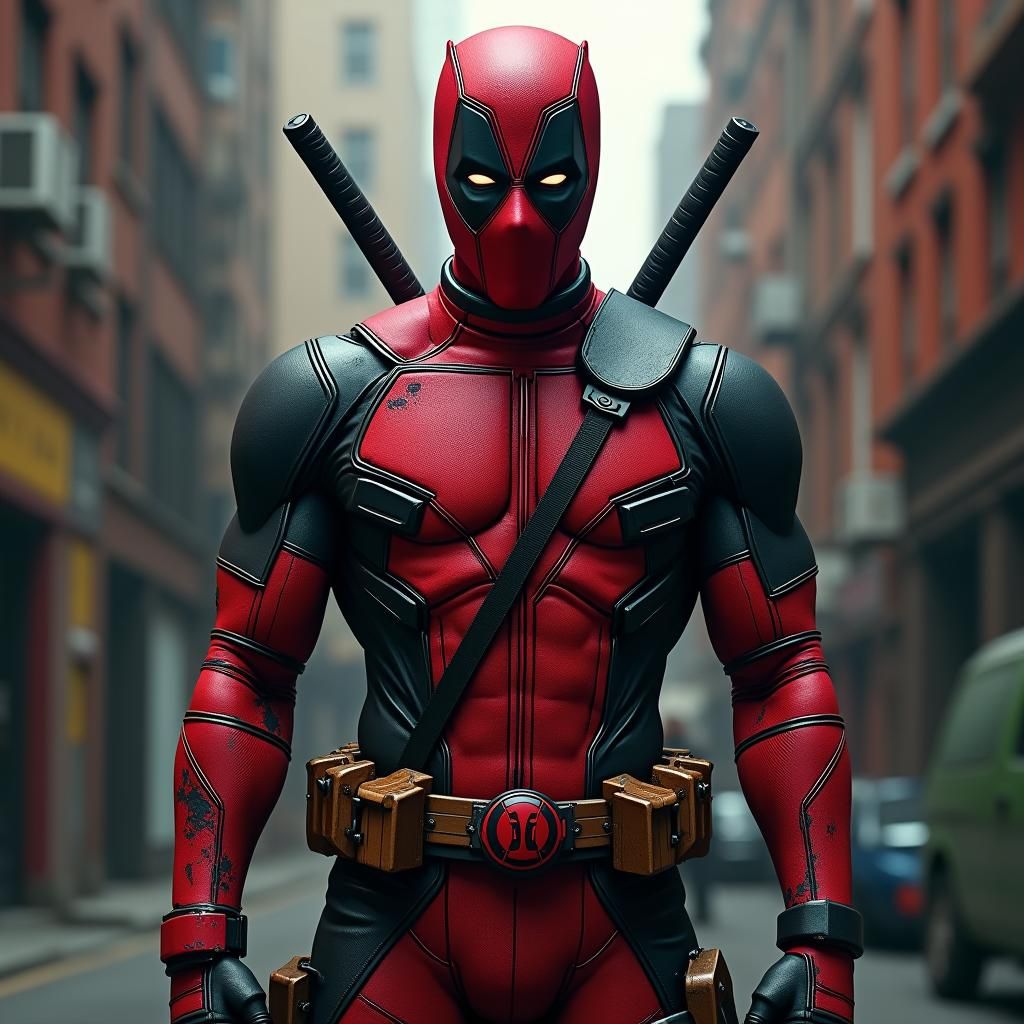 Deadpool Against Gritty Backdrop in Comic Book Style
