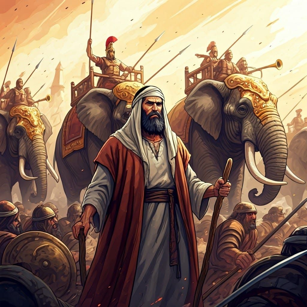 Heroic Jewish Man Scares Elephants: Anime-Style Visual