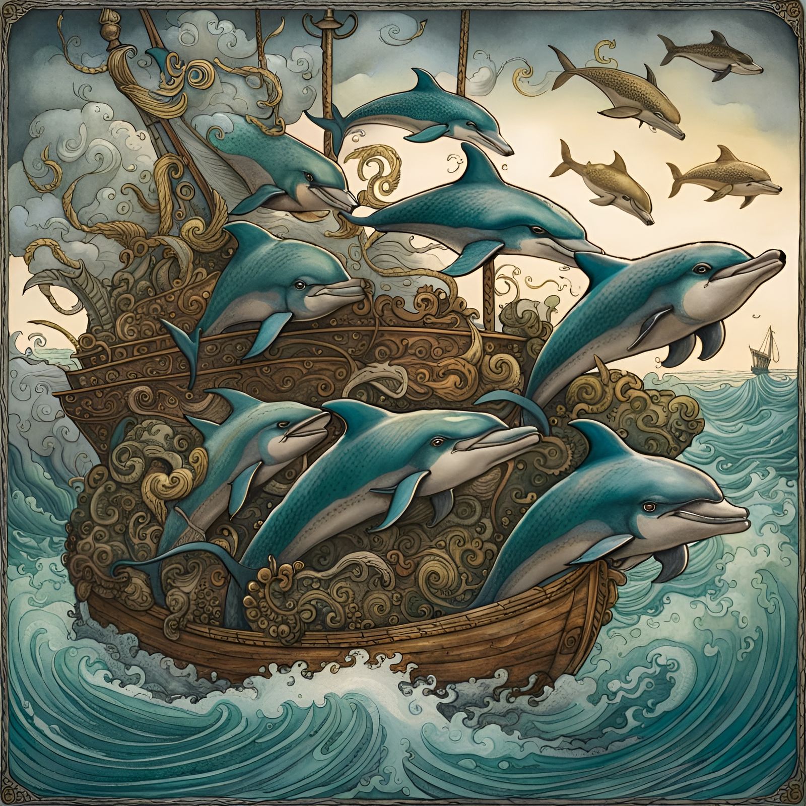 Pod of Dolphins (pushing the sinking boat to shore)