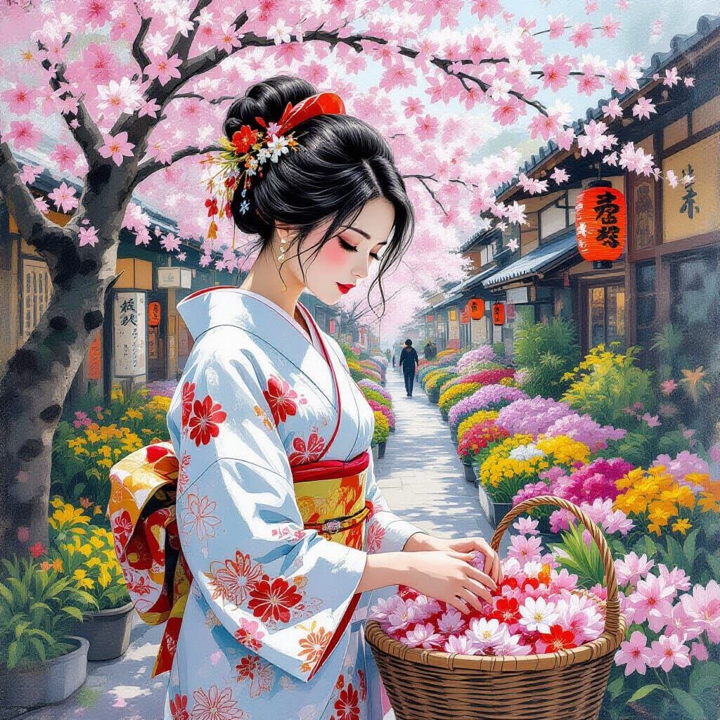 Woman Sells Broken Heart in Flower Market as Mixed Media