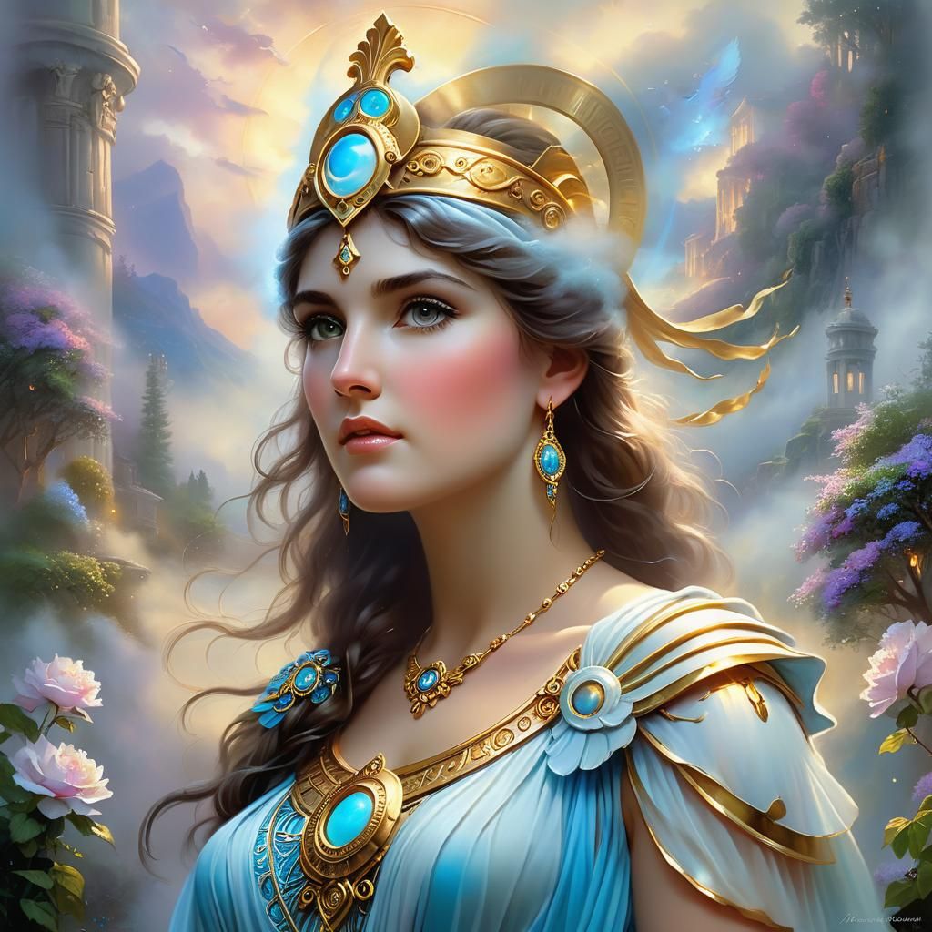 Goddess Athena Portrait in Ethereal Fantasy Style
