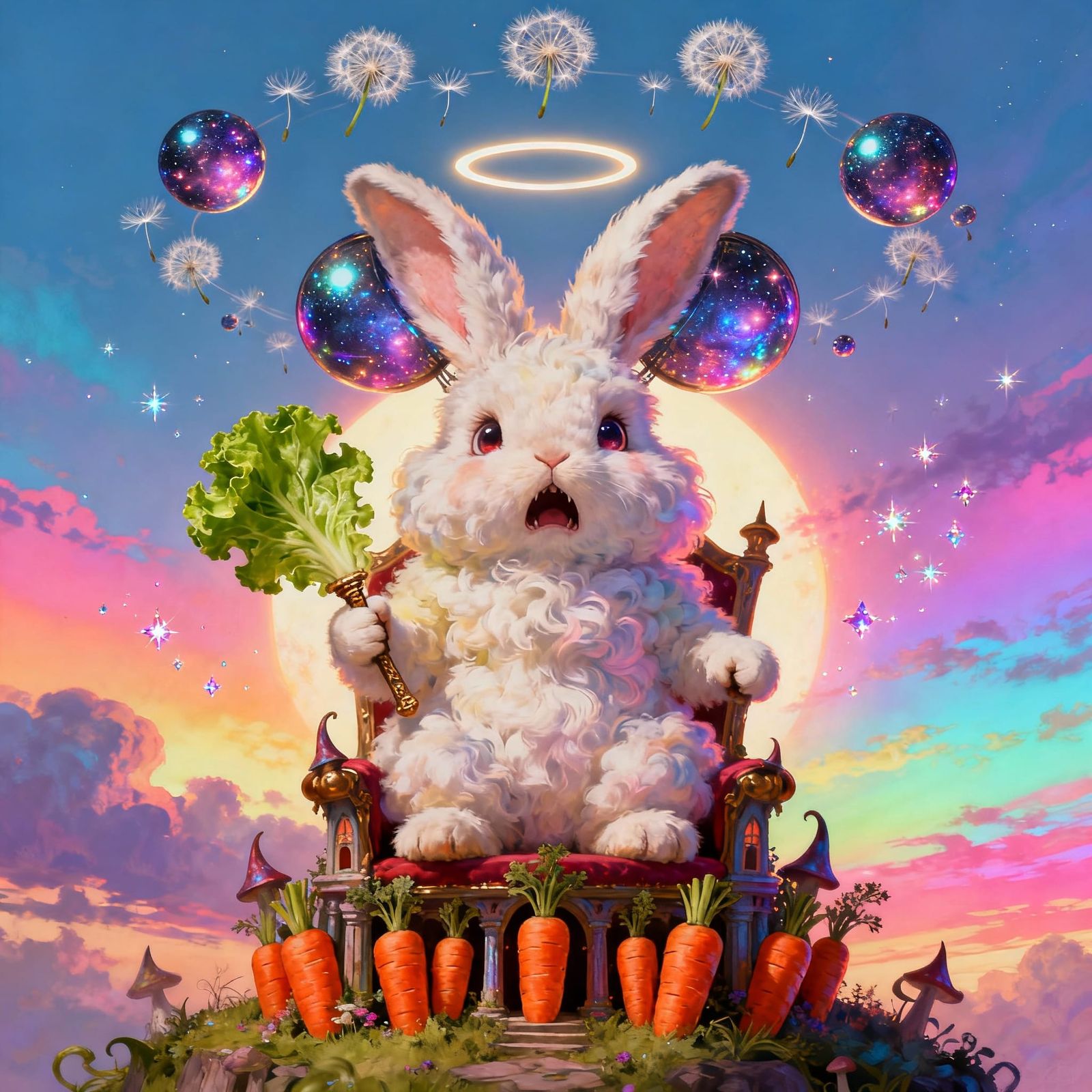 Majestic Bunny King on Carrot Throne