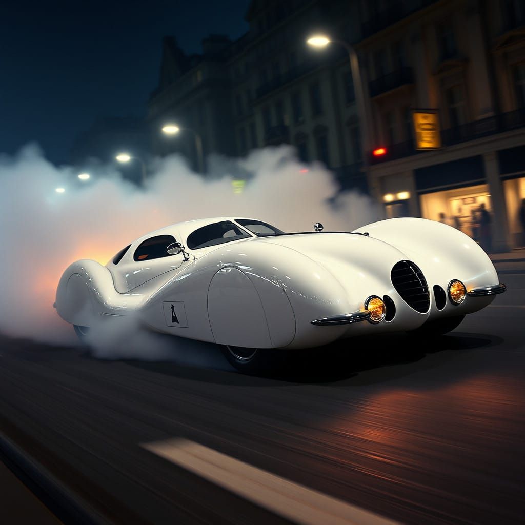 Sleek Steampunk Supercar Speeds Through Foggy London Night