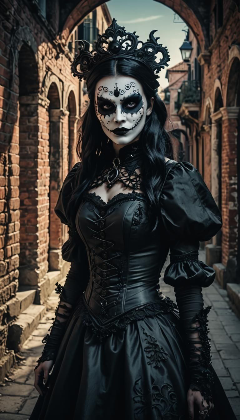 Gothic Disney Princess with Venetian Mask