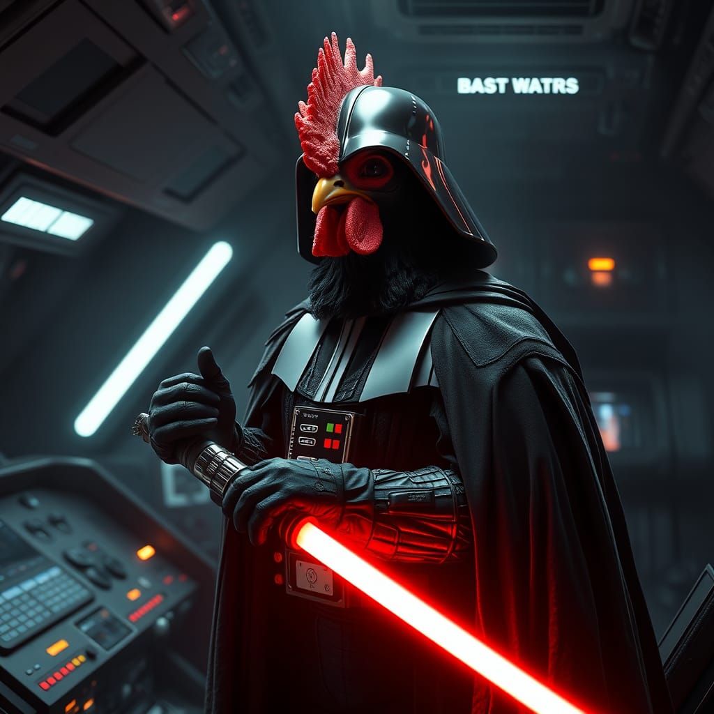 Darth Vader Chicken in Death Star, Fantasy Art