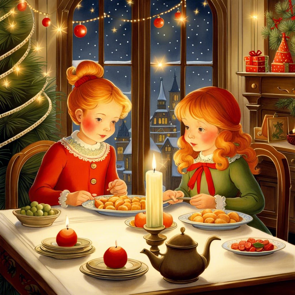 Victorian Christmas Dinner in Storybook Style