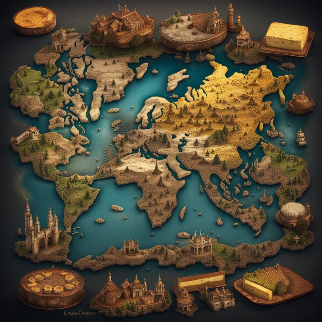 Antique Cheese Map: Countries of Curd