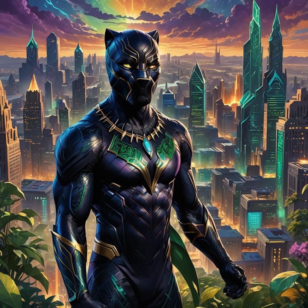 Black Panther in Wakanda Fantasy Concept Art