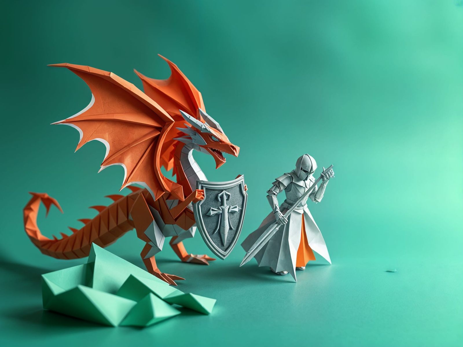 Origami Dragon and Knight Papercraft