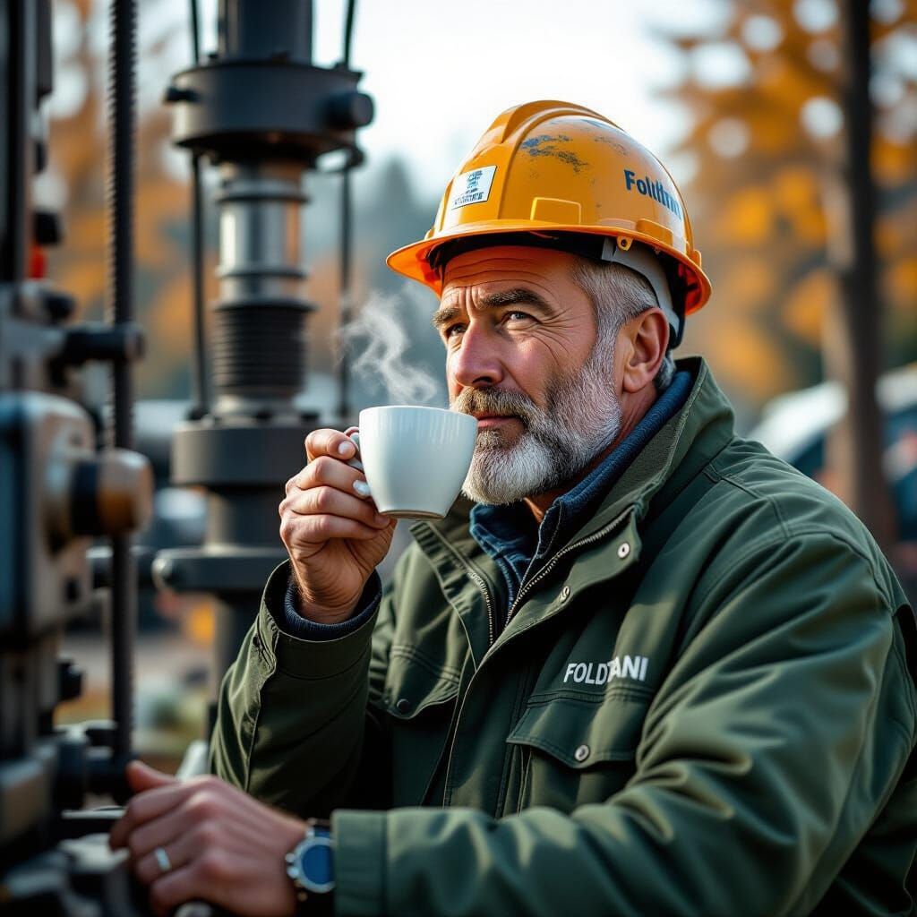 Italian Geologist Pauses Work on Autumn Day