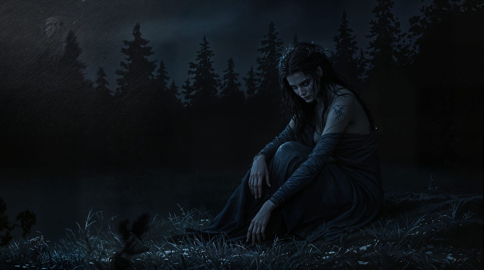 Surreal Norse Goddess Weary from Battle