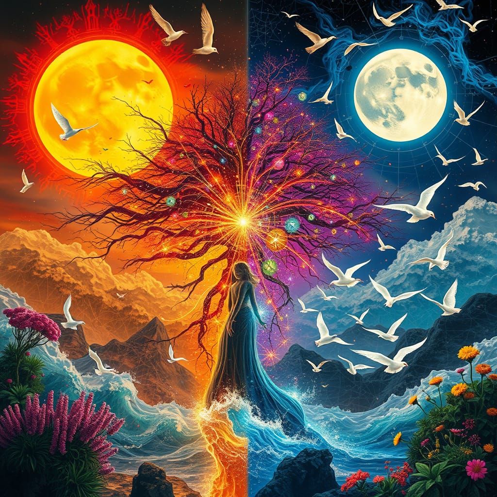 Earth and Moon: Mystical Bioluminescent Fantasy Art