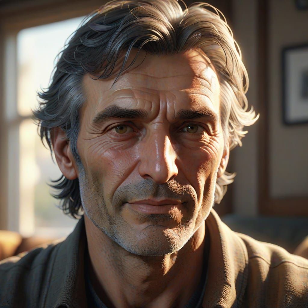 Fatherly Figure in Golden Hour Soft Focus