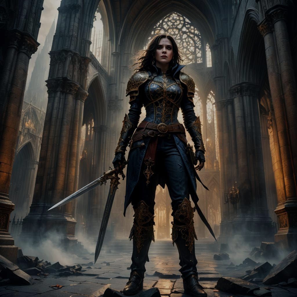 Detailed Vampire Slayer Fantasy Concept Art