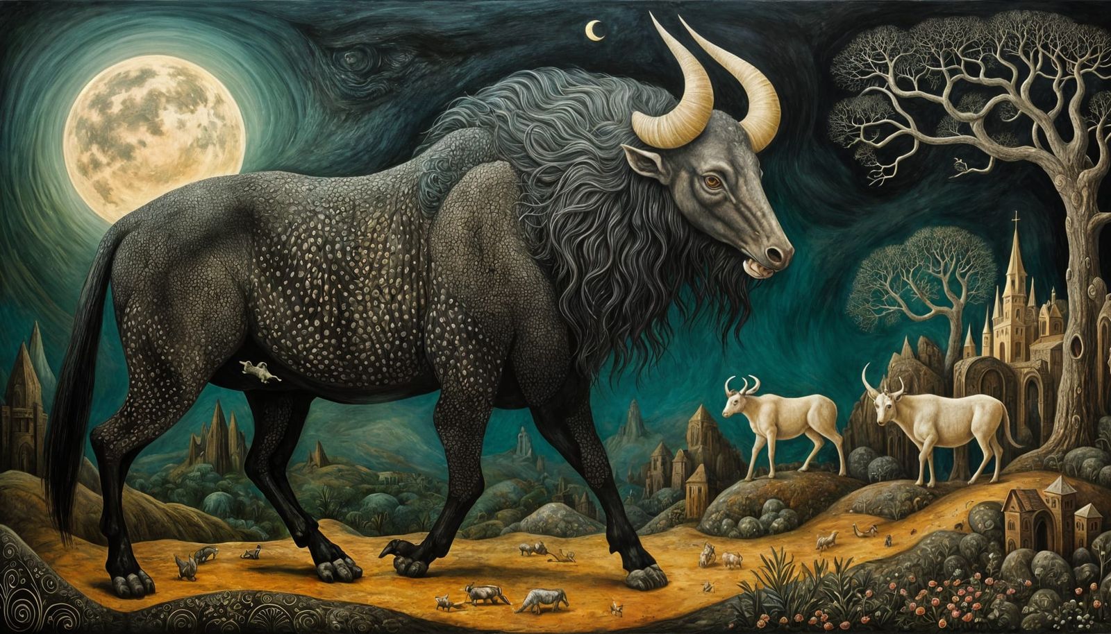 Intricate Surreal Scene Inspired by Leonora Carrington