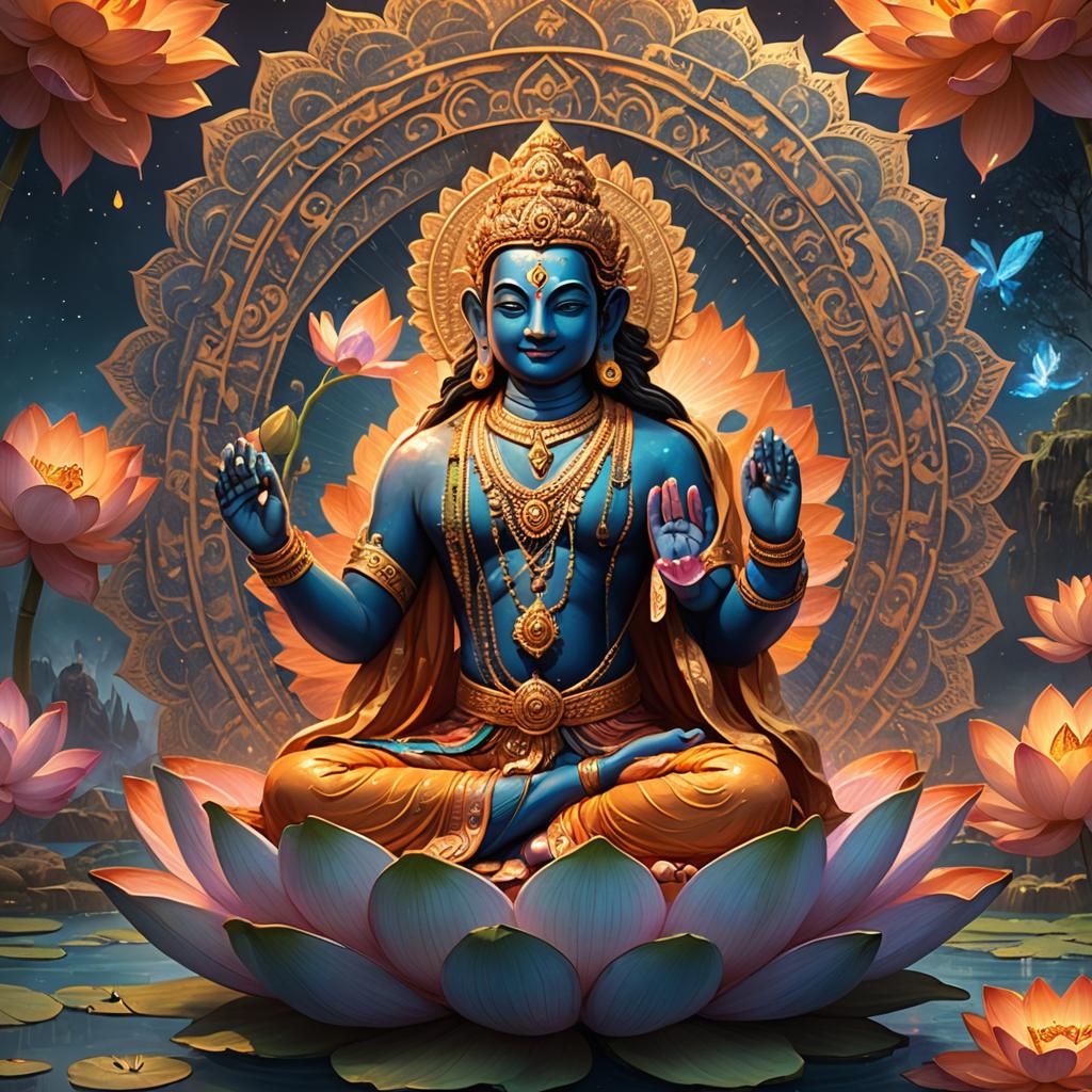 Lord Narayana in Mystical Realm: Digital Matte Painting