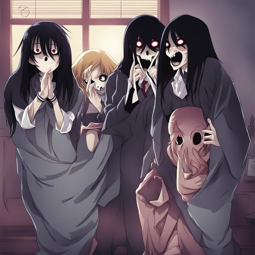 Scary Anime Movie Scene in Manga Style