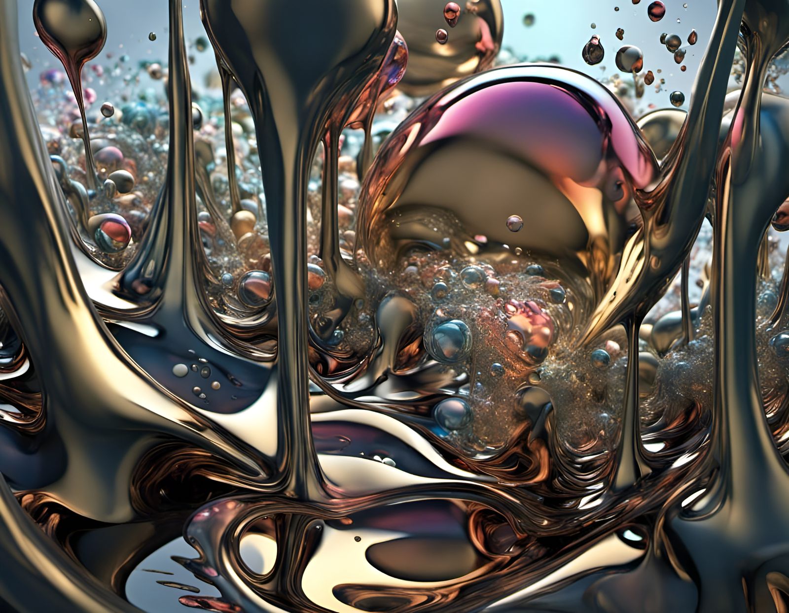 Intricate 3D Fractal Water Droplet Acrylic Art