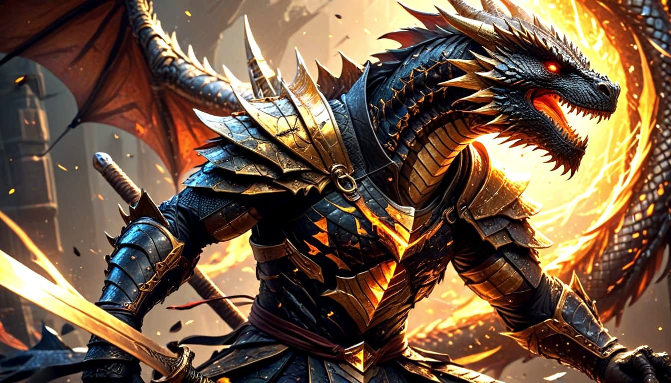 Majestic Ninja Dragon in Epic Illustration Style