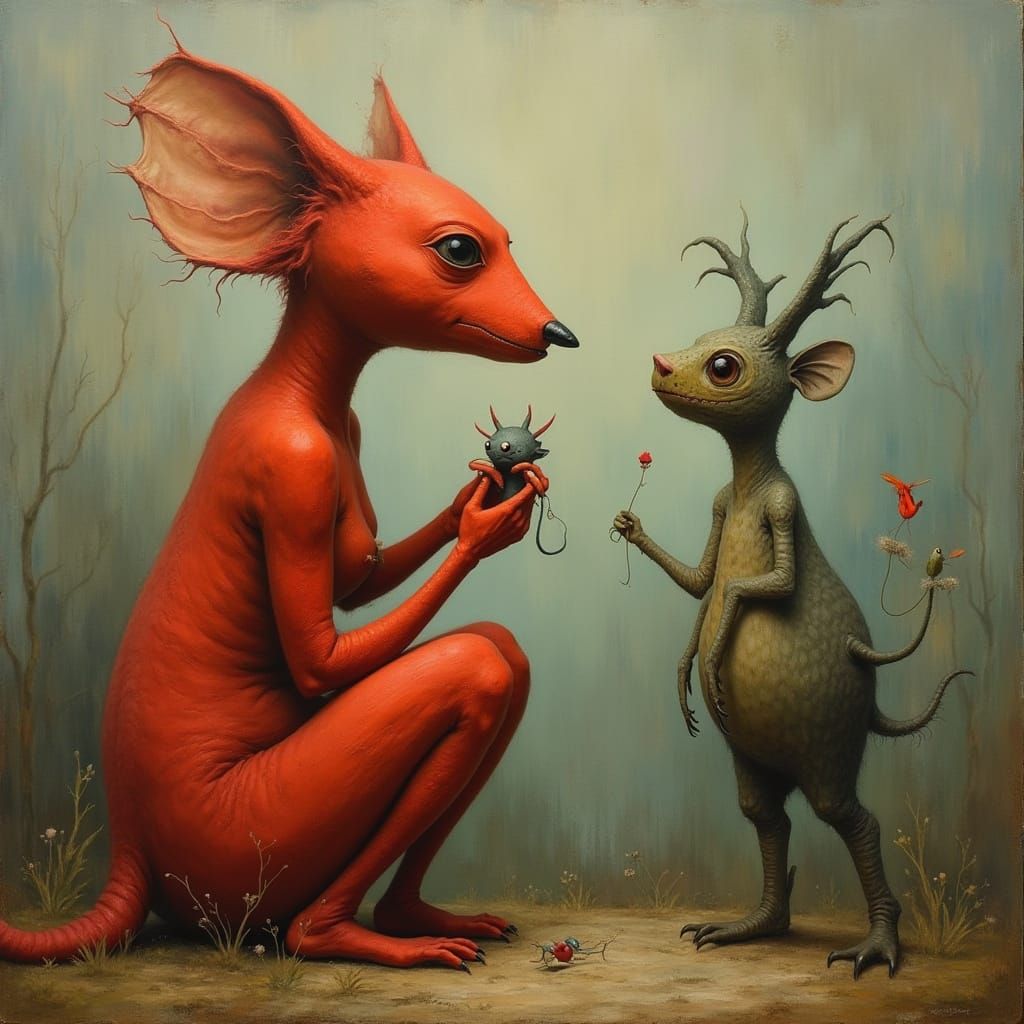 Surreal Tamer and Creatures Painting