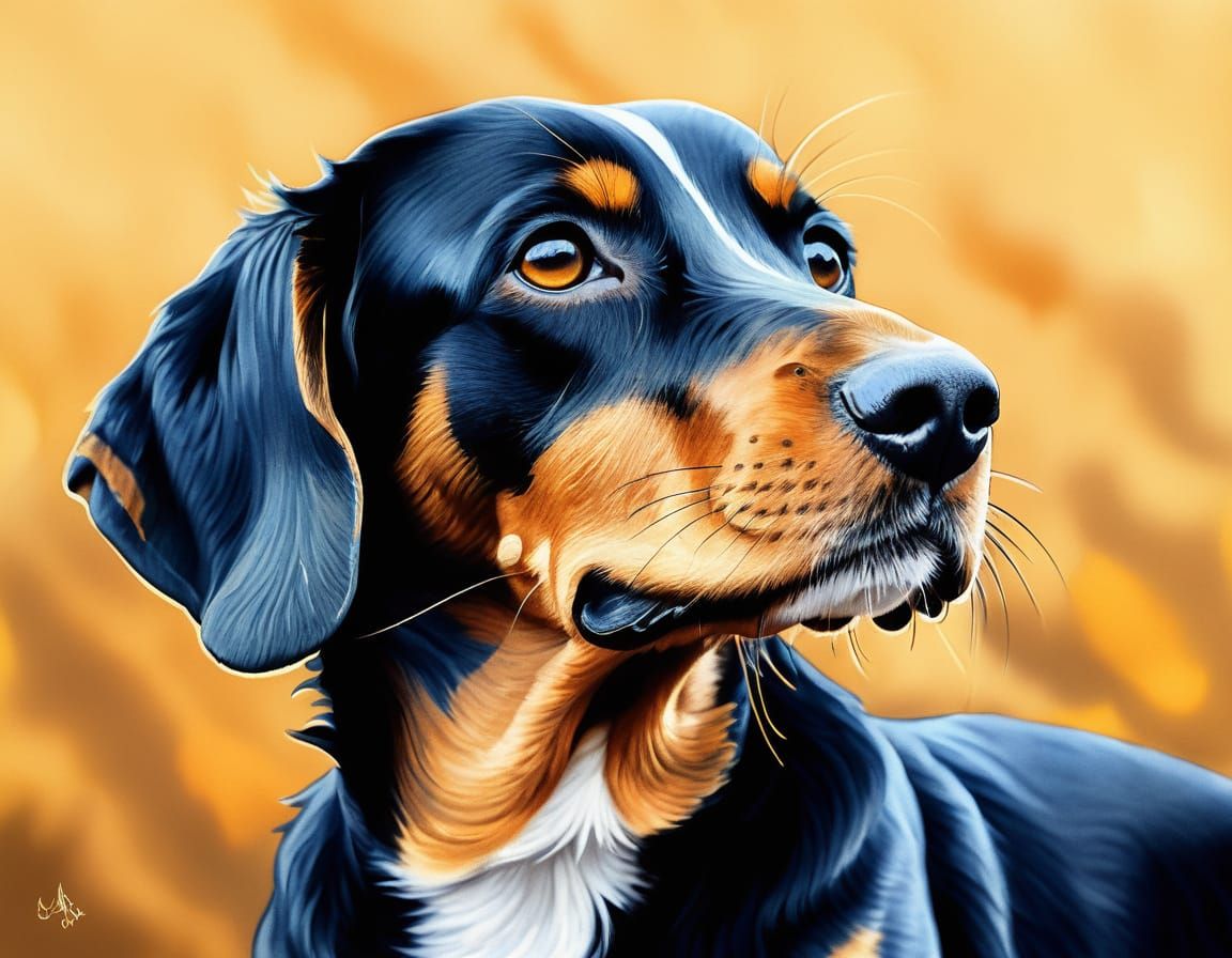 Detailed Pencil Sketch of an Alpine Dachsbracke