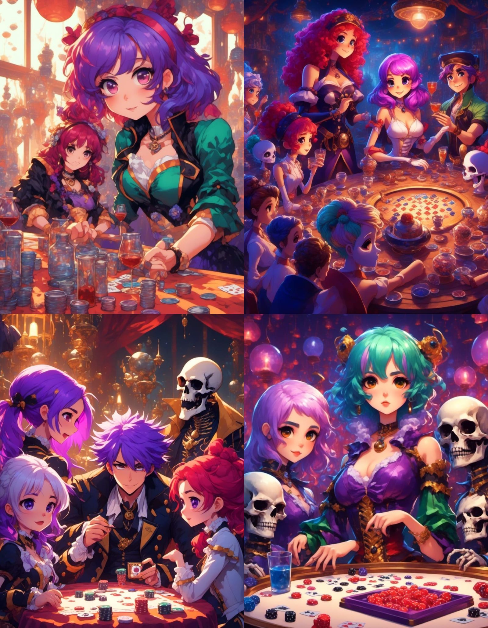 Poker Night with Anime Characters in Seinen Style