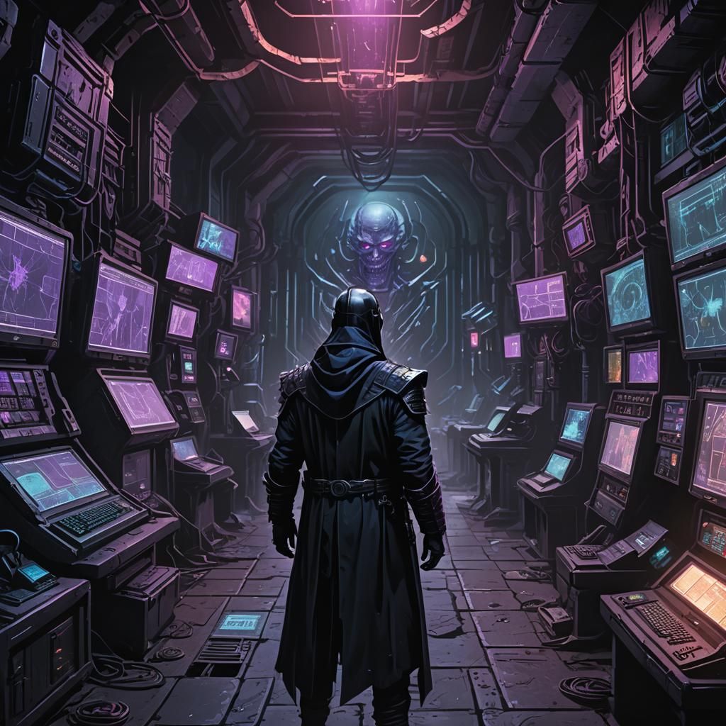 Evil Villain in Dark Fantasy Underground Lair