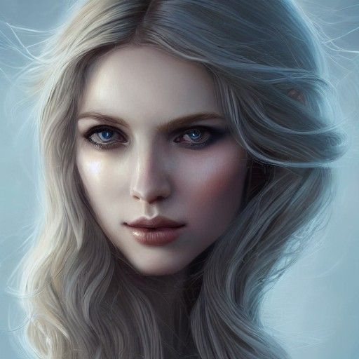 Portrait of a Pale-Blonde Goddess: Digital Art