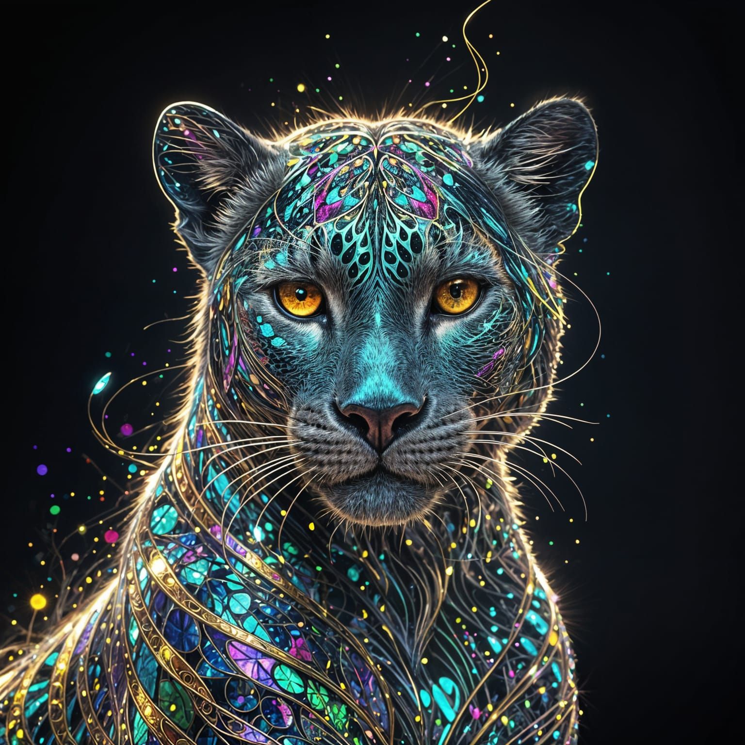 Surreal Leopard Goddess Radiates Mystical Aura