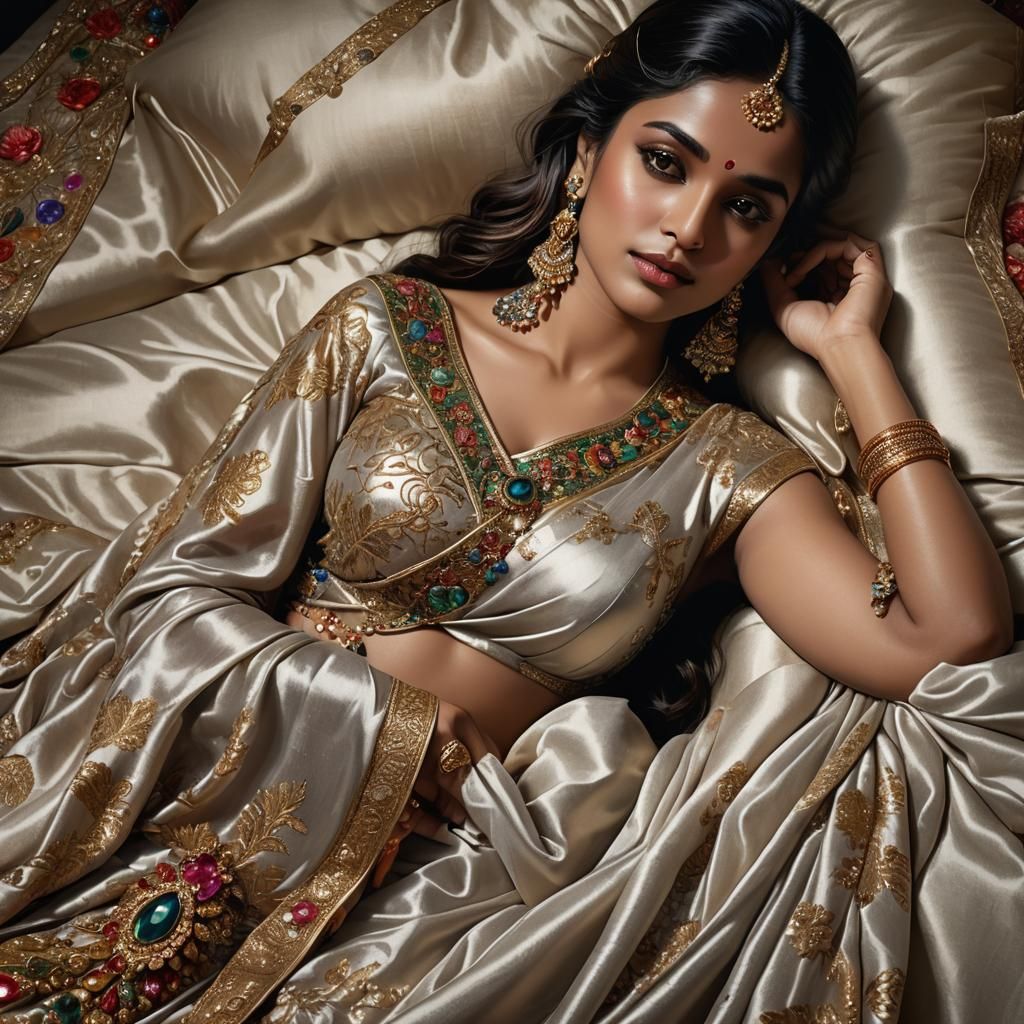 Woman in Saree: A Photorealistic Art Nouveau Portrait