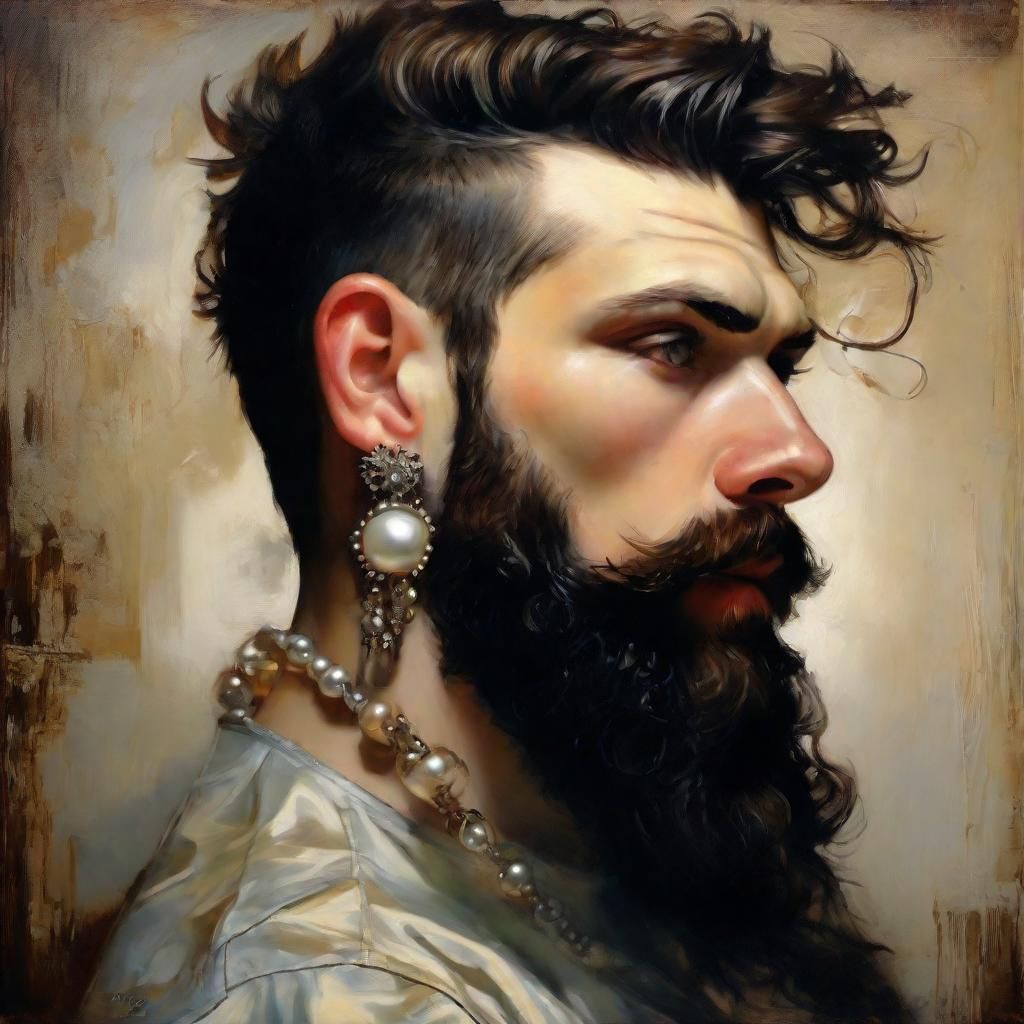 Hyperrealistic Man with Pierced Ear Digital Painting