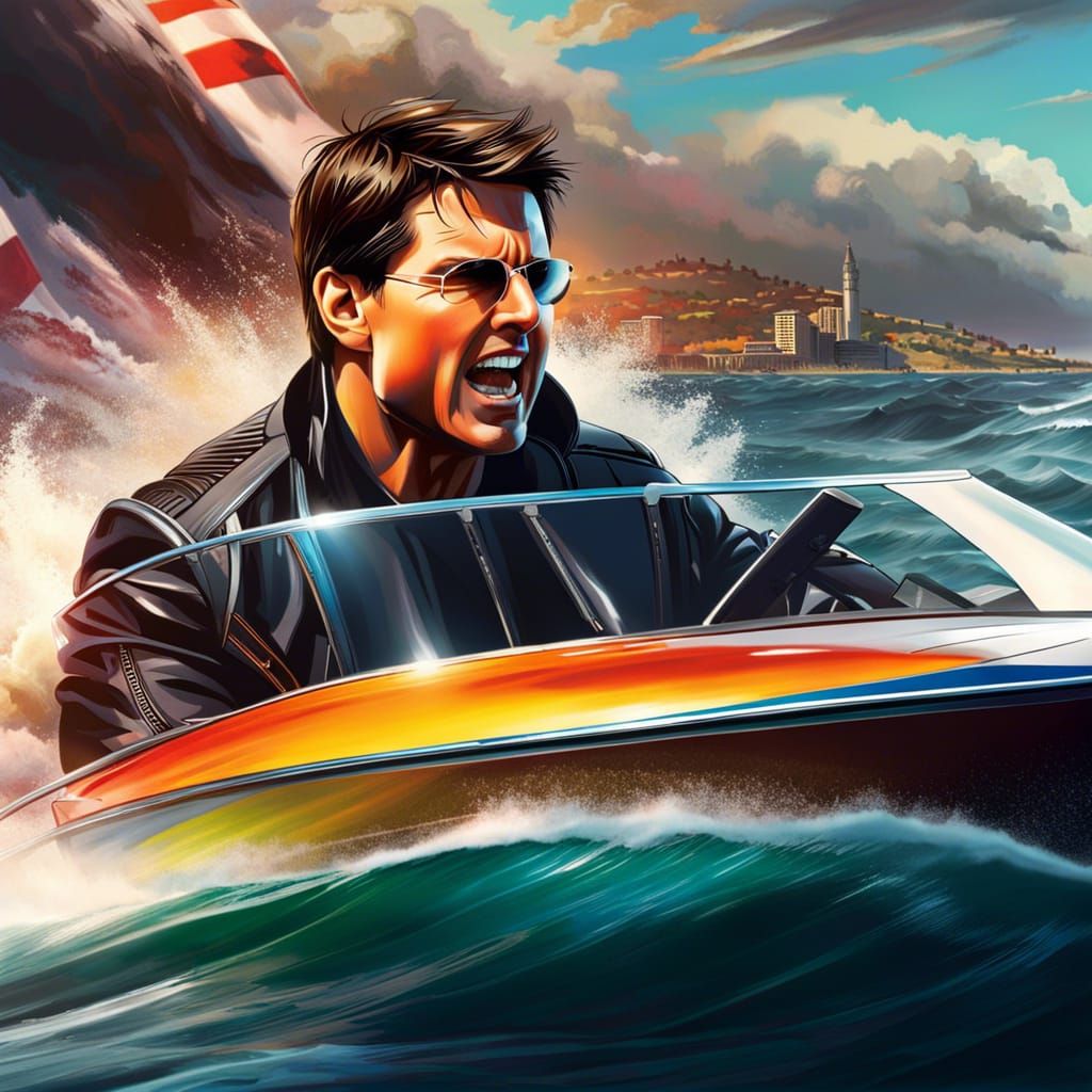 Tom Cruise on a speedboat