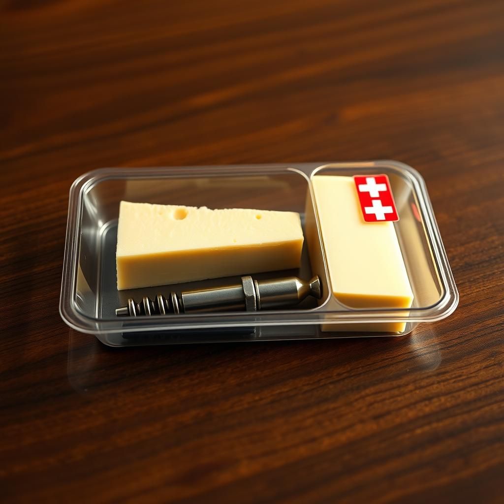Minimalist Swiss Cheese Packaging with Corkscrew