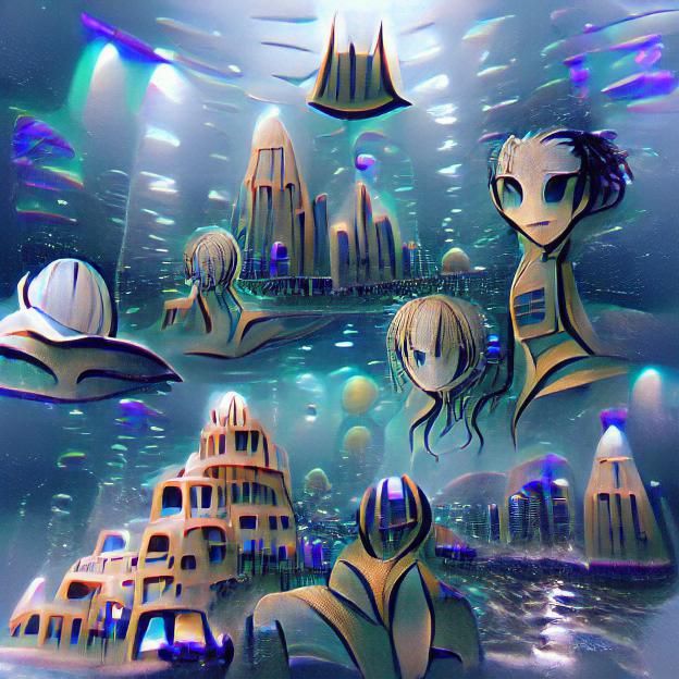 Underwater Alien Metropolis in Ocean