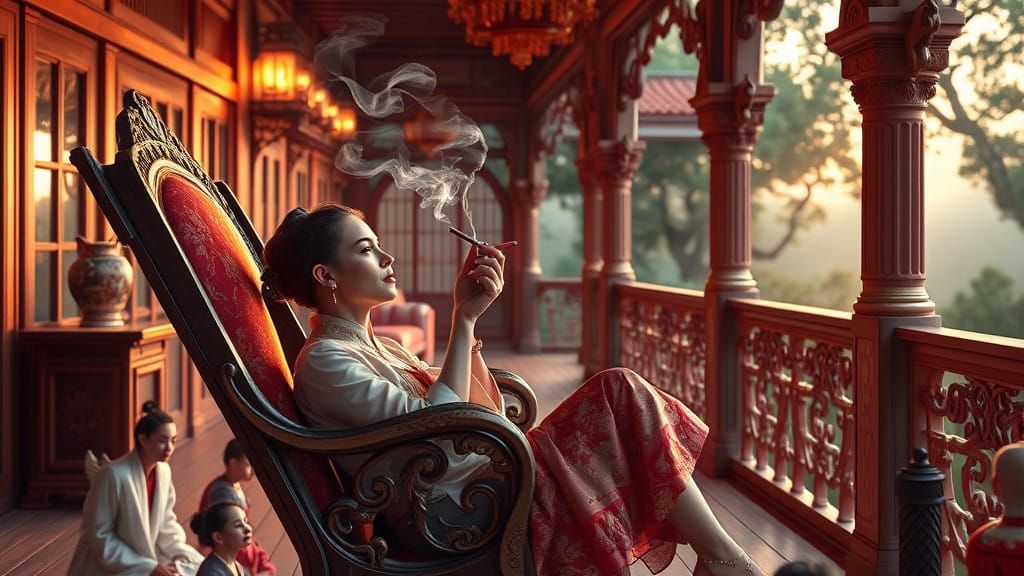 Regal Lady of the Manor in Baroque Splendor