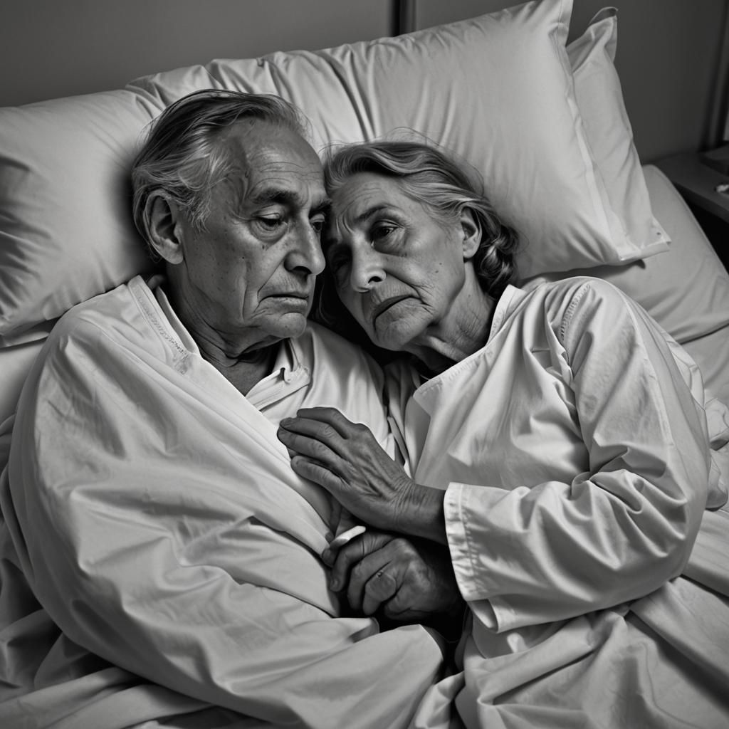 Touching Image of Elderly Couple in Hospital