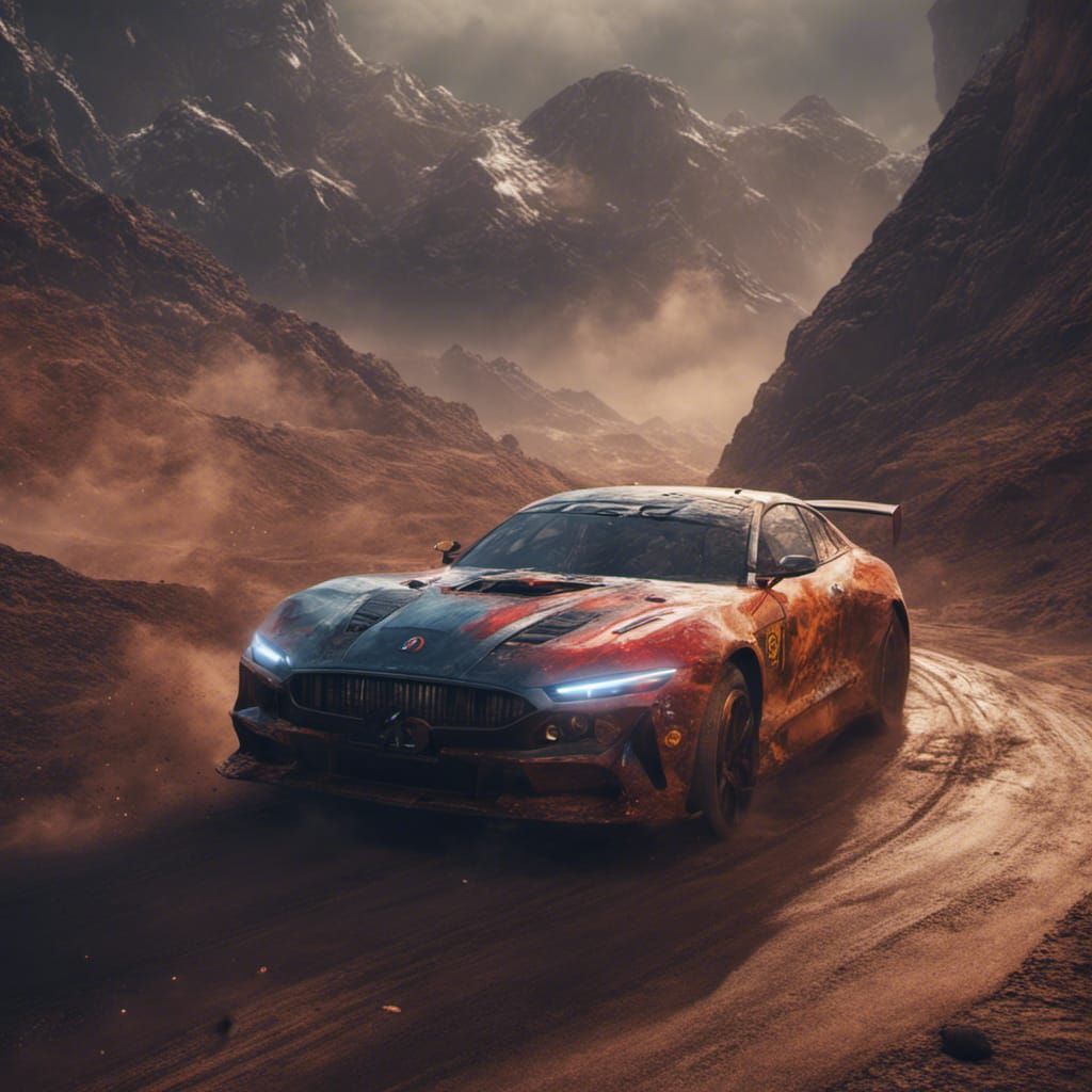 Hill Track Car Race: Detailed Matte Painting